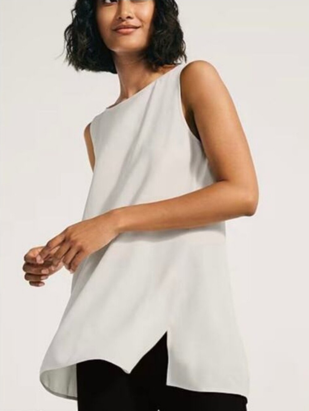 NEW Eileen Fisher Sleeveless Silk Top In Bone Plus Size Tank Top 3X